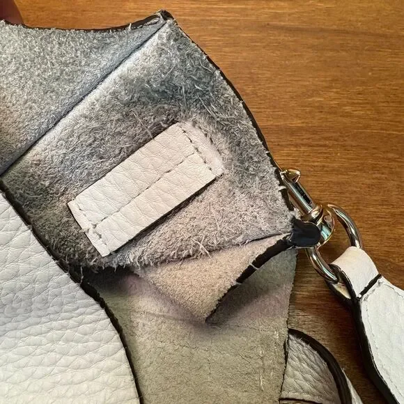 Rebecca Minkoff 2016 White Pebbled Leather Feed Bag Crossbody with Silver Studs - Picture 13 of 15